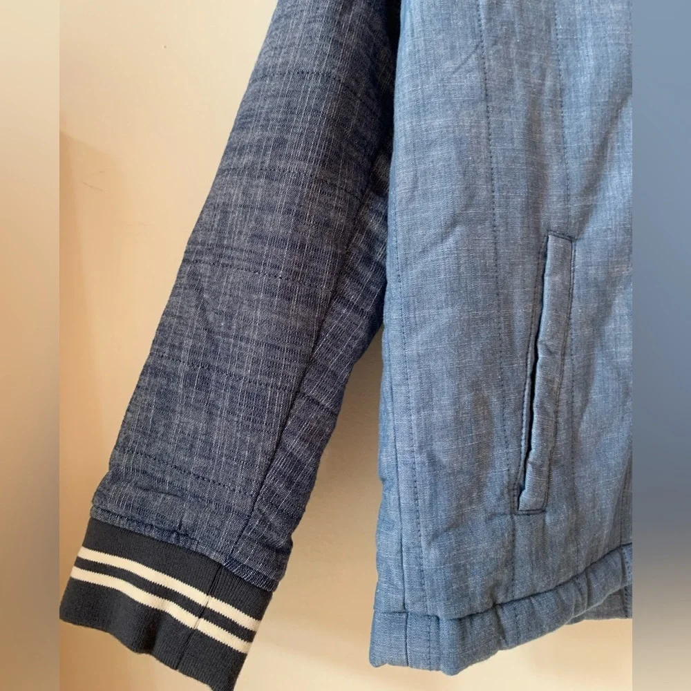 NWOT Denim Zip Up Varsity Blue Jacket w Thick Lining Kids L (12/14)